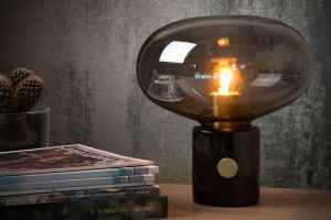 CHARLIZE 03520/01/65 lampa stołowa z czarnego marmuru z dymionym kloszem fi  23cm 1xE27