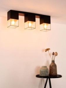 RIXT lampa sufitowa 3XE27 czarno-złota
