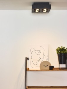 XIRAX lampa sufitowa LED 4x5W GU10 2200K/3000K LED Dim to warm czarna regulowana