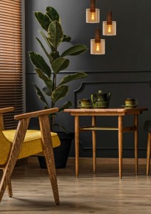 TOLEDO lampa wisząca miedziana na kole 3xE27 klosze walce szklane bursztynowe