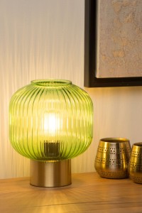 MALOTO 45586/20/33 lampa nocna klosz zielony ze szkła ryflowanego fi 20cm wykończenie złote 1xE27