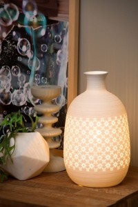 TIESSE 13534/26/31 porcelanowa lampa stołowa baryłka wazon z prześwitem fi 15,4cm 1xE14