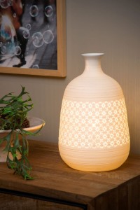 TIESSE 13534/30/31 porcelanowa lampa stołowa baryłka wysoka wazon z prześwitem fi 18,6cm 1xE14