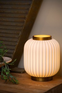 GOSSE 13535/24/31 lampa nocna złota z porcelanowym białym kloszem fi 19,5cm 1xE27 