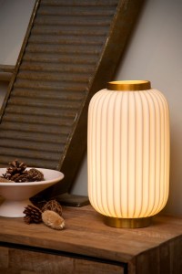 GOSSE 13535/34/31 lampa na szafkę złota z porcelanowym białym kloszem fi 19,5cm 1xE27 