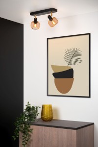 MAREN listwa regulowana z kloszami ze złotej siatki 2xE14 wykończenie czarne montaż na ścianie lub suficie