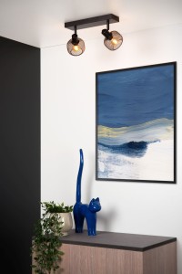 MAREN listwa regulowana z kloszami z czarnej siatki 2xE14 wykończenie czarne montaż na ścianie lub suficie