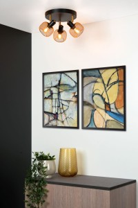 MAREN plafon regulowany z kloszami ze złotej siatki 3xE14 wykończenie czarne 