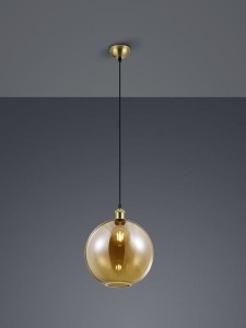 DINO lampa wisząca patyna klosz szkło bursztynowe 1xE27