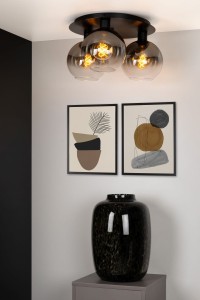 MARIUS 74114/03/30 lampa sufitowa 3xE27 klosze szkło dymione fi 20cm wykończenie czarne