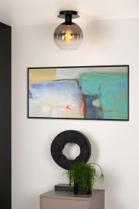 MARIUS 74114/01/30 lampa sufitowa 1xE27 klosz szkło dymione  fi 20cm wykończenie czarne