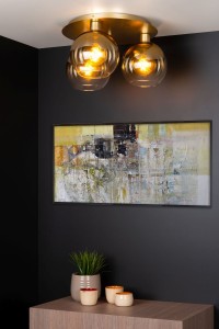 MARIUS 74114/03/02 lampa sufitowa 3xE27 klosze szkło złote fi 20cm wykończenie złote