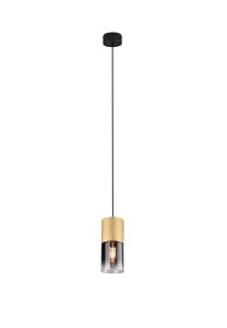 ROBIN 310600154 lampa wisząca czarno-złota klosz szkło dymione 1xE27