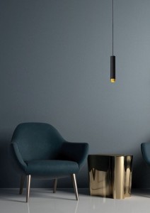 FLORIS lampa wisząca tuba czarno-złota 1xGU10