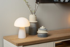 FUNGO 10514/01/61 lampa w kształcie grzyba z białego szkła 1xE27 dekoracja na szafkę
