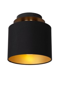 FUDRAL lampa sufitowa czarno-złotym z abażurem fi 20cm 1xE27