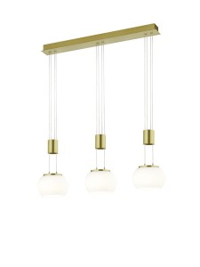 MADISON 342010308 lampa wisząca złota z białymi kloszami LED 3x8W 3000K 3stepDim płynna regulacja wysokości