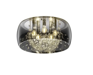 CRYSTEL 616700506 plafon klosz szkło chromowane fi 50cm z kryształkami w środku 5xE14