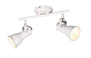 STEAM 813400227 lampa ścienna sufitowa retro biała przecierana złotem 2xE14 regulowana