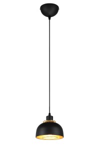 PUNCH lampa wisząca fi 18cm klosz wewnętrzny ze złotej siatki klosz zewnętrzny czarno-złoty 1xE27
