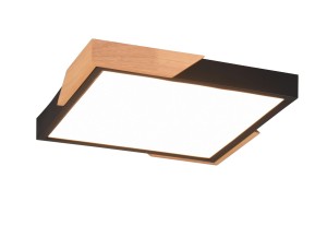 META plafon LED 20W 3000K czarny z imitacją drewna fi 31cm 3-stopniowe ściemnianie