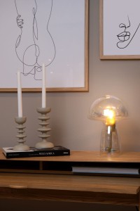 FUNGO 10514/01/60 lampa w kształcie grzyba z przezroczystego szkła wykończenie złote 1xE27 dekoracja na szafkę
