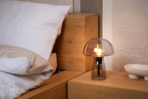FUNGO 10514/01/65 lampa w kształcie grzyba z dymionego szkła wykończenie czarne 1xE27 dekoracja na szafkę