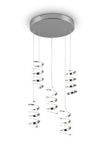 LAOLA lampa wisząca  kaskada LED 5x8W 4000K chromowane spiralki  DIM