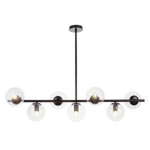 FREDICA W7 lampa wisząca nowoczesna czarna klosz przezroczyste kule 7xE27