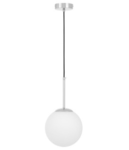 FREDICA D20 lampa wisząca chrom klosz kula mleczna fi 20cm E27