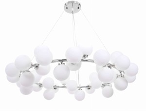 MARSIADA W40 bardzo duża lampa wisząca chrom ring z białymi kulami 40xG9