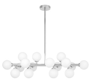 PETRICA W16 minimalistyczna lampa wisząca chrom z białymi szklanymi kulami 16xG9