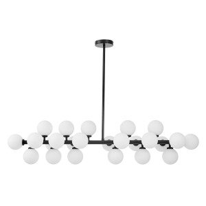 PETRICA W24 minimalistyczna lampa wisząca czarna z białymi szklanymi kulami 24xG9