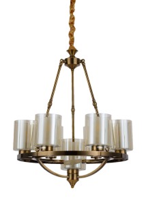 SANTINI W7 żyrandol loft mosiądz szklane proste klosze 7xE27