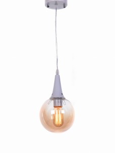 ROCHERRO lampa wisząca biała loft szkło bursztynowe E27