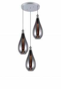  LAURIS W3 lampa wisząca potrójna z kloszami chromowana kropla 3xE27