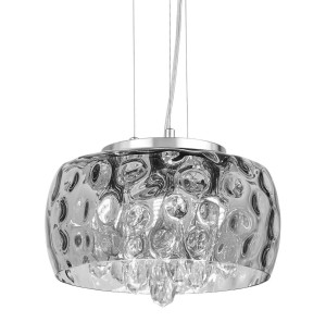 RUBINA D40 lampa wisząca szklana chromowana z wisiorkami fi 40cm 6xG9