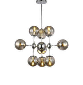 GALA W10 żyrandol chrom klosze szklane dymione 9xE27