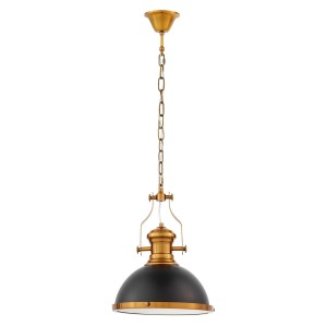 ETTORE lampa wisząca loftowa czarno-mosiężna na łańcuchu E27