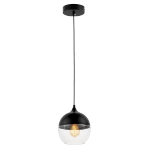 ALBION NEW lampa wisząca klosz kula czarna/przezroczysta fi20cm E27