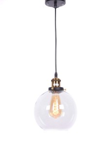 NAVARRO lampa wisząca loft czarno-złota klosz przezroczysty E27