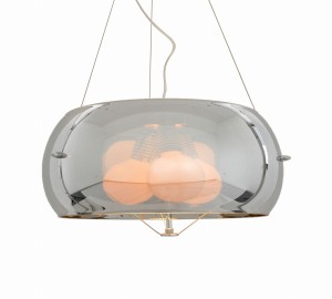 STILIO D50 nowoczesna lampa wisząca szklana klosz chrom fi 50cm 3xE27