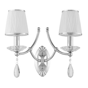 DOMINNI W2 kinkiet klasyczny chrom ze szklanymi kloszami i kryształowymi elementami 2xE14