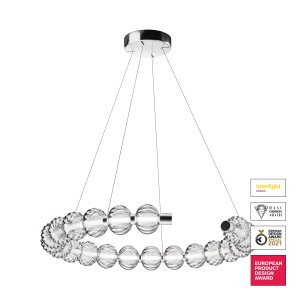 AMULET lampa wisząca szklane korale nawinięte na sznur wykończenie chrom LED 26W 4000K
