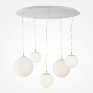 BASIC FORM lampa wisząca duża biała klosze białe kule 5xE14