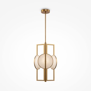 MARMO zwis złoty z naturalnym kamieniem w formie dekoracyjnego plastra jako klosz 3xE14 