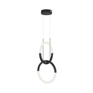 NODE lampa wisząca LED 18W połączono obręcze czarne z mlecznym kloszem