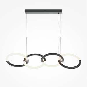NODE lampa wisząca LED 40W połączono obręcze czarne z mlecznym kloszem