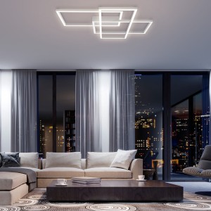 RIDA lampa sufitowa biała świecące prostokątne ramki LED 80W 3000K MOD015CL-L80W