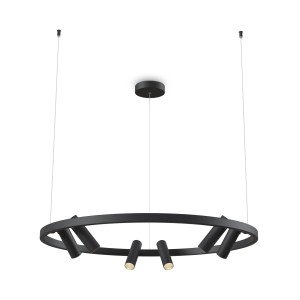 SATELLITE lampa wisząca czarna ring z regulowanymi spotami LED 42W